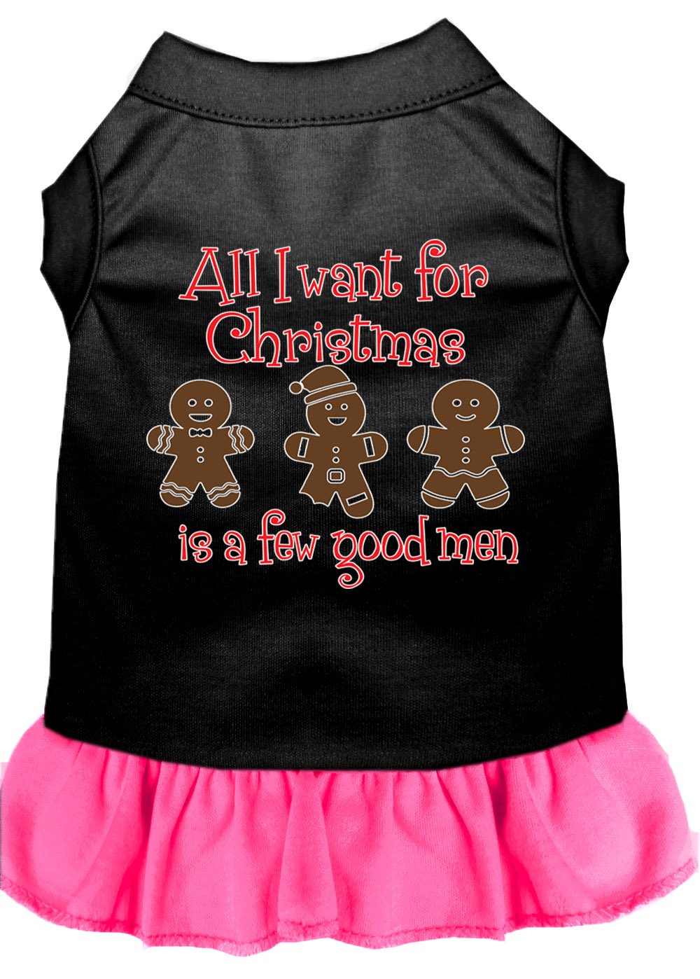 All I want is a Few Good Men Screen Print Dog Dress Black with Bright Pink Med